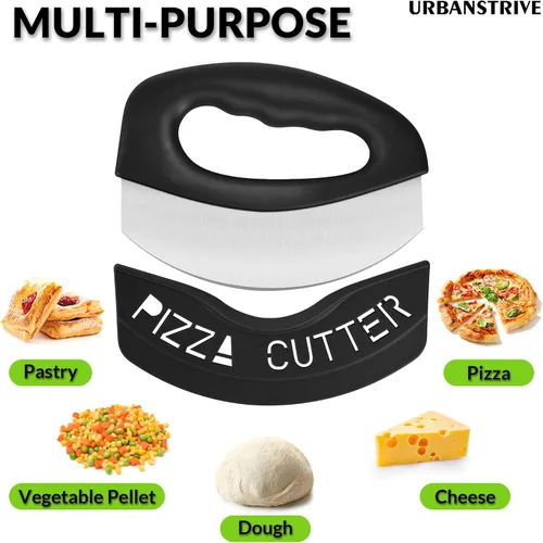 Miniatura 4 de Urbanstrive Cortador de Pizza de Acero Inoxidable para Trabajo Pesado con Tapa, Cuchillo de Pizza de Hoja Súper Afilada Cortador de Pizza Balancín