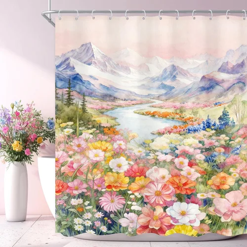Miniatura 12 de Cortina de ducha floral púrpura de 60 pulgadas de ancho x 72 pulgadas de largo, flor de lavanda, rústico, elegante, pastel, botánico, acuarela