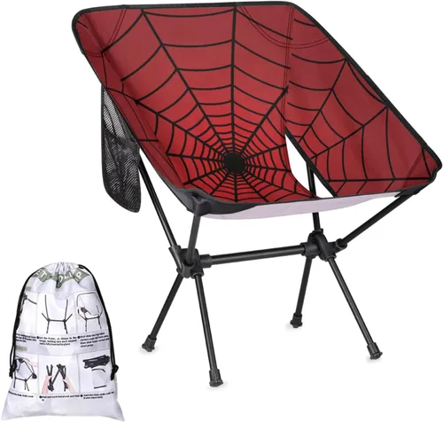 Silla de camping portátil, sillas plegables para exteriores, silla ligera de tela roja, sillas de playa plegables al aire libre para adultos, pesca,