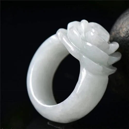 Miniatura 5 de Anillo de jade blanco natural, anillo de jade tallado a mano, piedra de jade transparente, anillo de cola para mujer, anillo de eternidad que puede