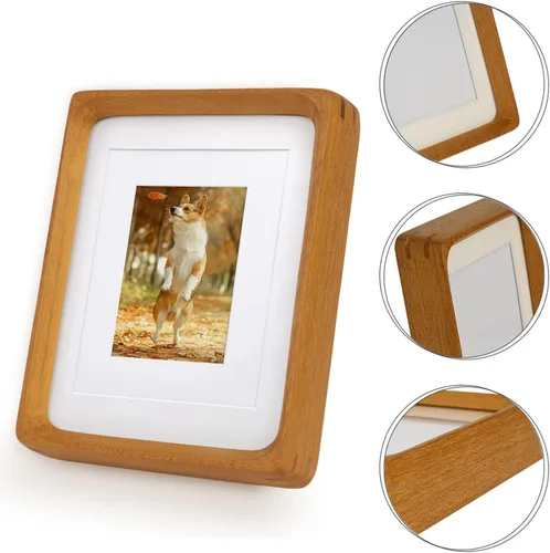 Miniatura 8 de Marcos de fotos de madera natural inspirados en el marco de fotos de mesa con paspartú blanco, pantalla vertical u horizontal