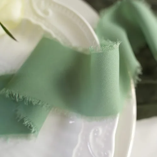 Miniatura 3 de MEEDEE Cinta de gasa verde salvia de 2 pulgadas, cintas de flecos deshilachados de gasa salvia para manualidades, cinta de gasa de seda