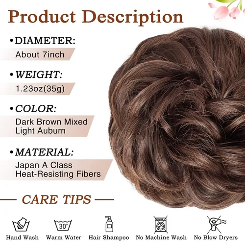 Miniatura 2 de Morica - Extensión de cabello sintético en forma de moño estilo ondulado, recogido y desordenado, y con banda elástica para mujeres (4/30#)