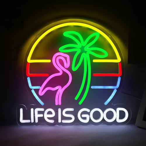Señales de neón de la vida es buena para decoración de pared, luces de neón, luces LED para dormitorio