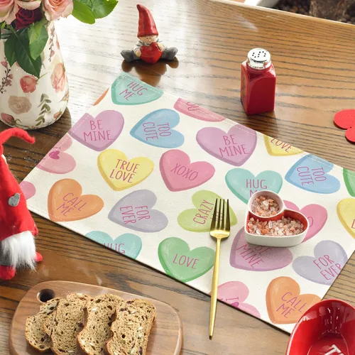 Miniatura 2 de Artoid Mode Ture Love - Juego de 4 manteles individuales de San Valentín de 12 x 18 pulgadas para decoración de fiestas, cocina, comedor
