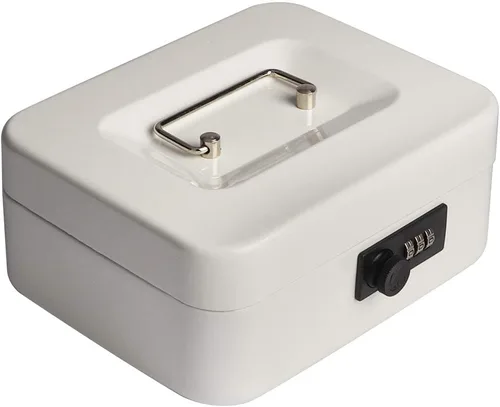 Miniatura 11 de Decaller Caja de dinero con cerradura de combinación, caja de seguridad de metal pequeña con bandeja de dinero, 7 4/5 x 6 4/5 x 3 3/5 pulgadas