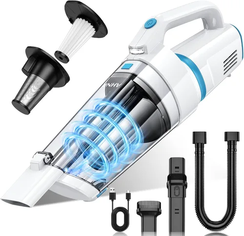 Miniatura 11 de AHNR Aspiradora de mano inalámbrica, 16000 PA potente succión de mano inalámbrica recargable con luz LED y 2 filtros HEPA, aspiradora portátil
