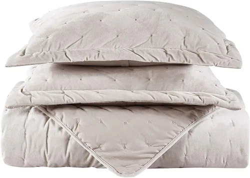 Miniatura 3 de Royal Hotel Bedding Edredón de terciopelo esponjoso tamaño individual XL, color beige terciopelo de 68 x 90 pulgadas, juego de 2 piezas, edredón