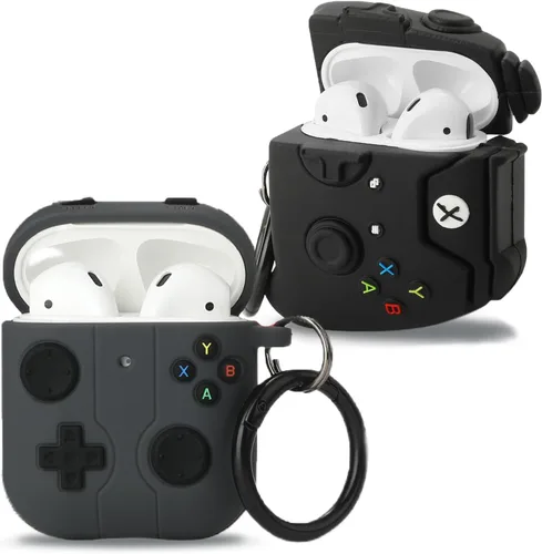 Miniatura 11 de [Paquete de 2] Gedicht para Airpods 2ª generación, divertida consola de juegos de dibujos animados 3D, diseño de caja de zapatos de silicona suave