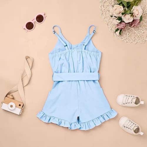 Miniatura 3 de Ropa para niña pequeña, con correa ajustable, sin mangas, de una pieza, con volantes, para verano, con bolsillo, de 6 meses a 5T