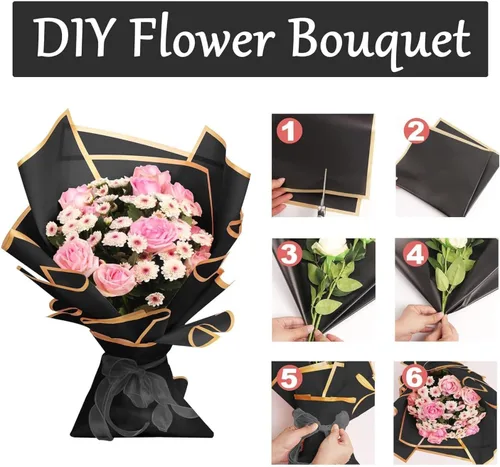Miniatura 2 de JOYIT 20 hojas de papel de regalo de flores, papel de regalo de ramo de flores para embalaje de manualidades, envoltura de papel de flores