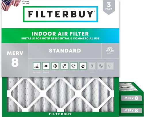 Miniatura 20 de Filterbuy - Filtro de aire MERV 8 de 21x22x1 de defensa esencial contra el polvo y las alergias (paquete de 3), filtros plisados electrostáticos