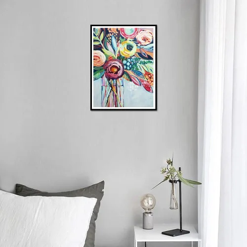 Miniatura 2 de TISHIRON Pintura de diamante 5D, flores abstractas, kits de diamantes para adultos y niños, kit de arte redondo de diamantes de taladro completo