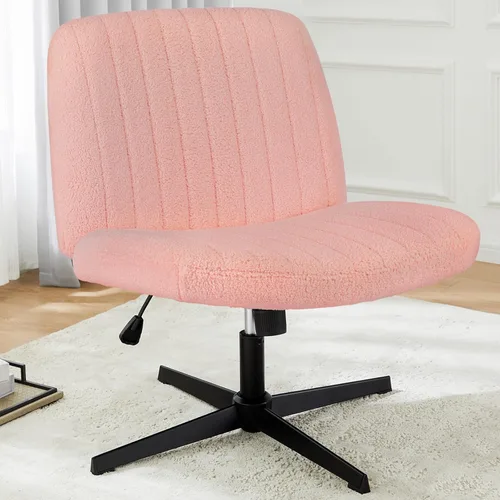 Miniatura 10 de DUMOS Silla de escritorio sin ruedas, silla cruzada ancha con patas cruzadas, silla de tocador de escritorio de oficina, sillas giratorias