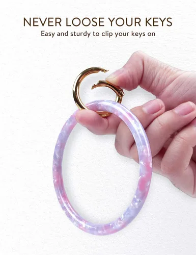 Miniatura 6 de Heesch Pulsera llavero pulsera llavero pulsera para mujer, llavero de acetato circular para muñeca