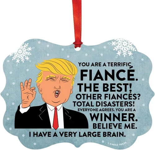 Miniatura 27 de Andaz Press Divertido presidente Donald Trump Fancy Frame Recuerdo Adorno de Navidad Regalo de mordaza, Perra fantástica, 1 paquete, ideas de regalo