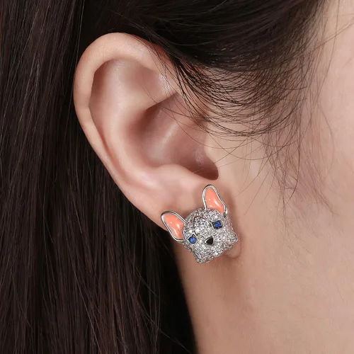 Miniatura 4 de Frenchie Dog Earrings for Women by Ginger Lyne Cubic Zirconia French Bulldog or Boston Terrier Stud Earrings for Her Fashion Jewelry Gifts for Dog