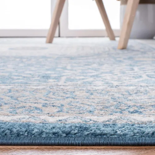 Miniatura 5 de SAFAVIEH Sofia Collection SOF365M - Alfombra bohemia tribal envejecida de 2 pies 2 pulgadas x 8 pies, color azul/beige, no desprende pelusa
