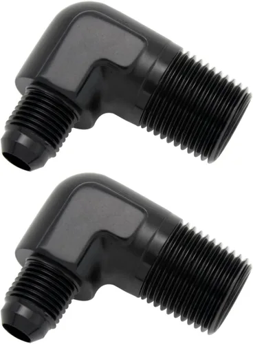 Miniatura 64 de Adaptador de tubo de manguera de combustible de aluminio recto 16AN acampanado a 3/4" NPT macho Unión de rosca negro