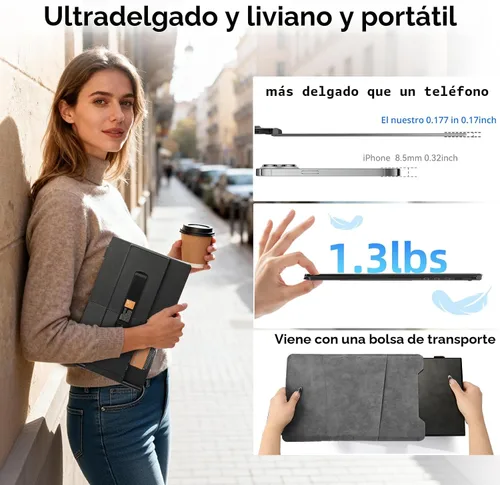 Miniatura 2 de Extensor de pantalla para portátil de 14 pulgadas, monitor portátil ultrafino y ligero FHD 1080P IPS, pantalla de viaje para portátiles de 13-17.3