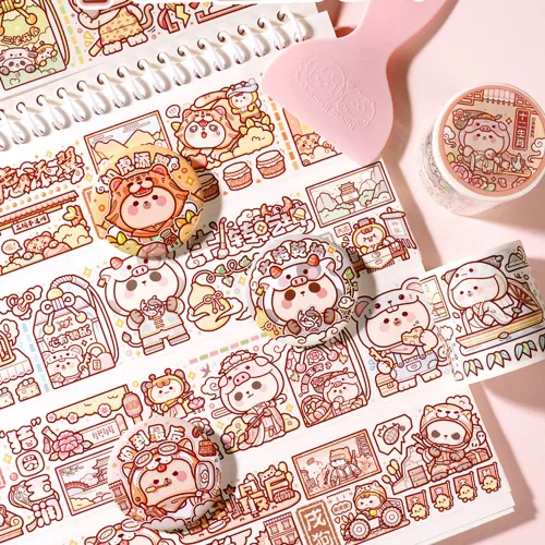 Miniatura 25 de Alideco - Cintas adhesivas decorativas pequeñas de mochi washi, ideales para suministros de diario, manualidades, álbum de recortes, bricolaje