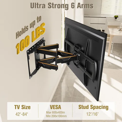 Miniatura 2 de Mounting Dream Soporte de pared para TV, certificado UL, soporte de montaje de movimiento completo para televisores de pantalla plana de 42 a 84
