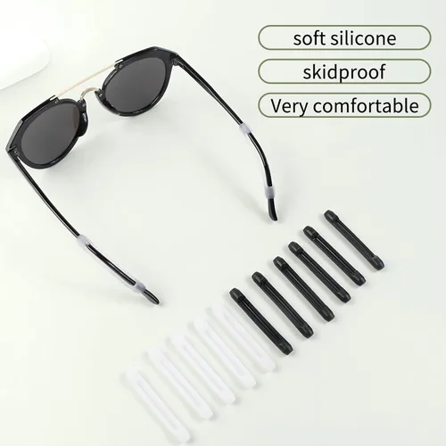 Miniatura 5 de 16 pares de empuñaduras de silicona suave con punta de patilla para lentes, antideslizantes, agarres elásticos y cómodos, lentes de lectura