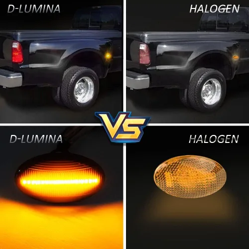 Miniatura 8 de D-Lumina Conjunto de Luces Marcadoras Laterales LED Ámbar y Rojo para Fo-rd F350 F450 F550 Super Duty 1999-2010 Guardabarros de Cama Dually, Lámpara