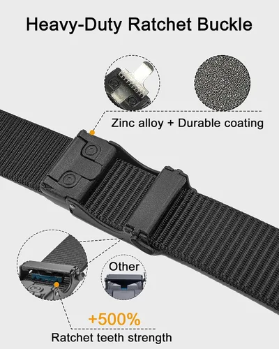 Miniatura 3 de EZL Men's Ratchet Tactical Belt, 1.5" Nylon Web Work Belt with Automatic Slide Buckle, Adjustable Trim to Fit
