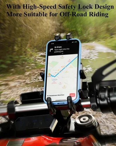 Miniatura 9 de BRCOVAN Soporte Antirrobo para Teléfono de Motocicleta con Amortiguador de Vibraciones y Bloqueo Seguro de Alta Velocidad, Soporte de Teléfono