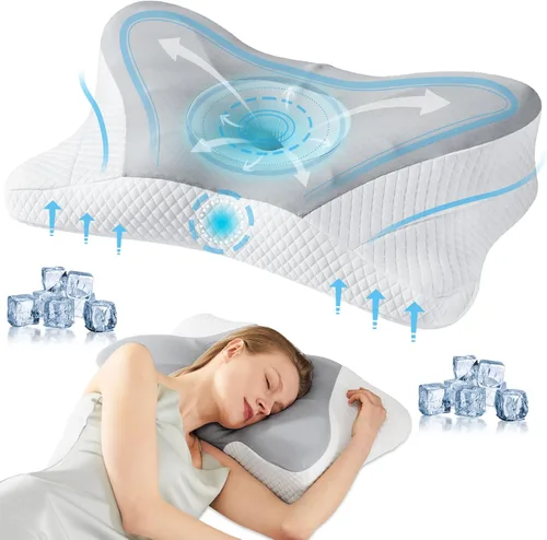 Miniatura 11 de Sweetcrispy Almohada cervical para cuello y hombro, almohadas ergonómicas de espuma viscoelástica, contorno lateral para adultos, soporte ortopédico