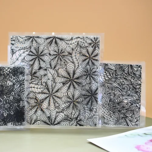 Miniatura 4 de Hojas de sello de textura de silicona prémium para joyas de arcilla polimérica y aretes de arcilla, juego de 3 patrones florales y únicos, fácil