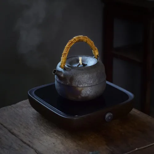 Miniatura 7 de LIOONS Hervidor de té con mango antiquemaduras, estilo vintage, hecho a mano, de cerámica fina, para el hogar, cocina, al aire libre, 30.4 onzas