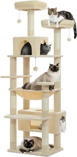 PAWZ Road Árbol grande para gatos, torre para gatos de 72 pulgadas para gatos grandes, condominio para gatos con postes rascadores y almohadillas