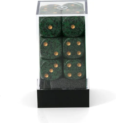 Miniatura 2 de DND - Juego de dados Chessex D&D - Juego de dados poliédricos de plástico dorado moteado de 0.63 pulgadas, dados de mazmorras y dragones, incluye 12