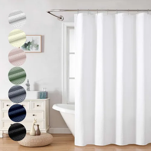 Miniatura 73 de OVZME Berry - Cortina de ducha extralarga verde de 96 pulgadas, cortina de baño de tela con textura en relieve 3D, cortina de baño grande para Verde