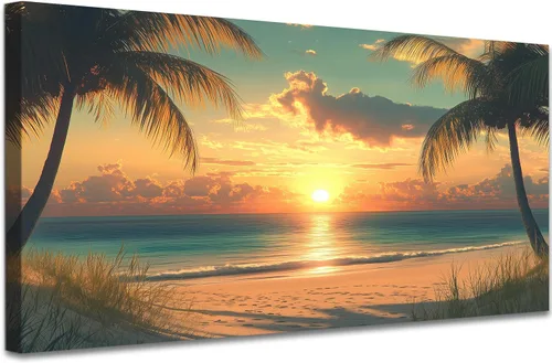 Miniatura 9 de GUTTATY Lienzo decorativo para pared, cuadros del océano, pintura de arte costero para decoración de pared de sala de estar, póster de mar, arte