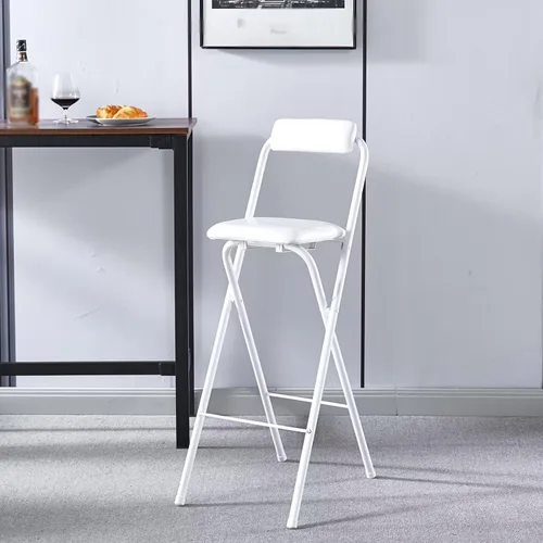 Miniatura 9 de Taburete de bar plegable, 26 pulgadas/28 pulgadas/30 pulgadas, taburetes altos plegables portátiles con soporte trasero y reposapiés, taburetes
