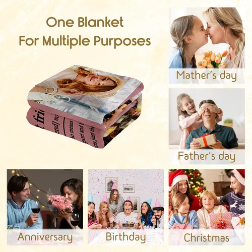 Miniatura 6 de Regalos de cumpleaños para mejores amigas, regalos de manta personalizada con foto y nombre, regalos de cumpleaños personalizados para mejores