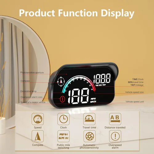 Miniatura 2 de Pantalla de Velocidad para Parabrisas AZIJYV, Velocímetro Digital para Coche, Velocímetro GPS con Velocidad, Exceso de Velocidad, Pantalla