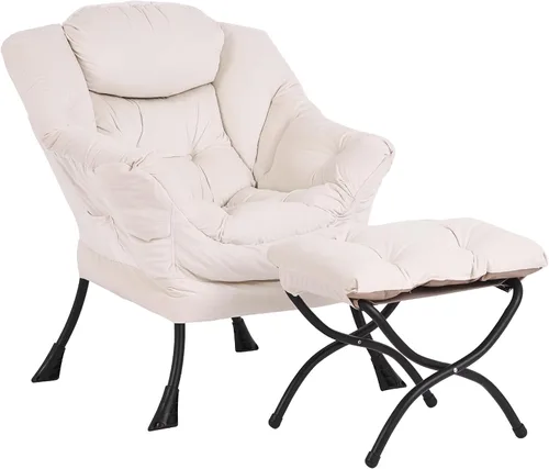 Miniatura 28 de Silla perezosa acogedora y otomana, juego grande de silla de descanso contemporánea, sillón tapizado de ocio para lectura para dormitorio, sala