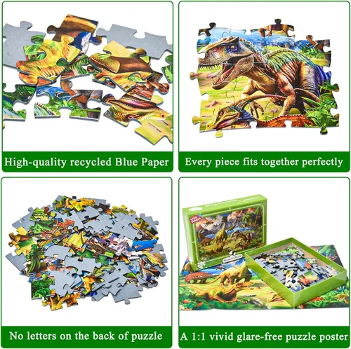 Miniatura 2 de Dinosaur World - Rompecabezas de 100 piezas para niños de 5 a 8 años, juguete educativo de aprendizaje para niños, regalo para niñas de 5 a 10 años