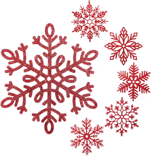 Miniatura 23 de Sratte Paquete de 24 adornos de copos de nieve grandes con purpurina de 12 pulgadas, decoración gigante de plástico para colgar en invierno, Plata