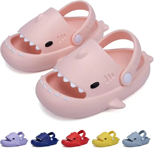 GUUMOR Sandalias de tiburón para niños, pantuflas de tiburón para niños y niñas, sandalias de almohada con suela gruesa, suaves, antideslizantes