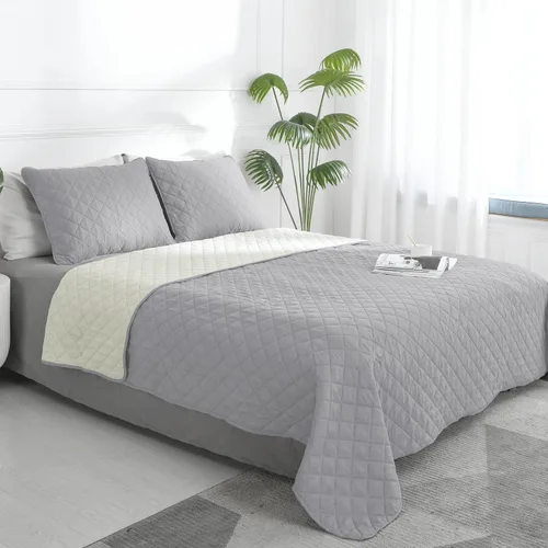 Easy-Going - Juego de edredón reversible tamaño full/queen con 1 edredón y 2 fundas de almohada, edredón suave para cama, colcha de microfibra Gris