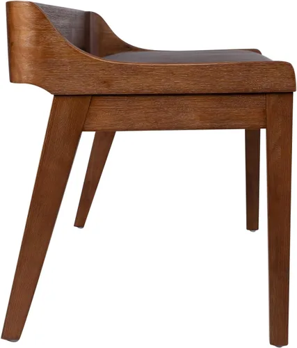 Miniatura 7 de Rasmus - Banco de comedor de madera de imitación de piel sintética, color marrón