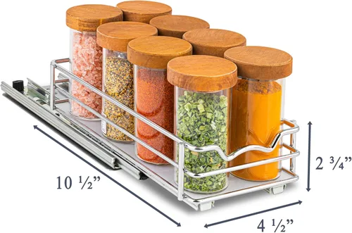 Miniatura 3 de Organizador de especias para gabinete, estante de especias extraíble para armarios de cocina superior, para especias, salsas, alimentos enlatados
