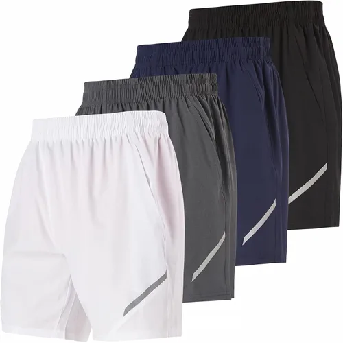 Ultra Performance Paquete de 4 pantalones cortos deportivos para correr para hombre, 7 pulgadas de entrepierna, de nailon, pantalones cortos de
