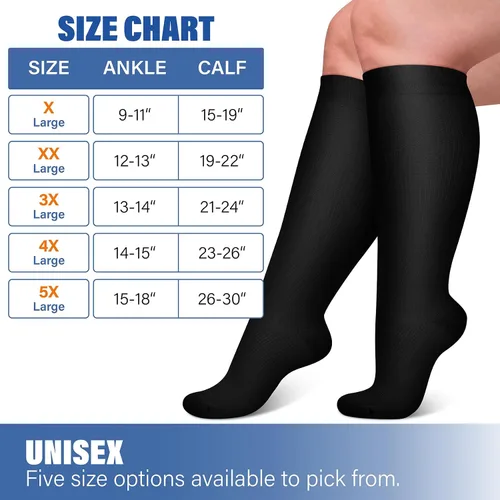 Miniatura 6 de CHARMKING 3 pares de calcetines de compresión de talla grande para mujeres y hombres, pantorrilla extra ancha de 15-20 mmHg, el mejor apoyo