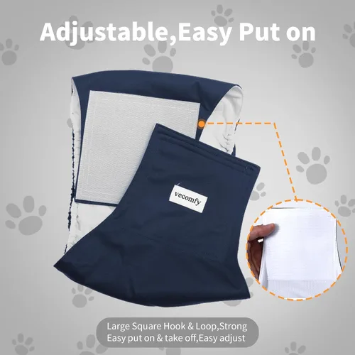 Miniatura 8 de Vecomfy Bandas para el vientre para perros machos (paquete de 5), pañales para perros pequeños lavables y reutilizables a prueba de fugas, envoltura